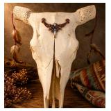 Cow Skull with Copper moonstone