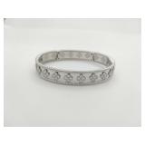 Van Cleef & Arpels Perlee Clover Diamond 18K White Gold Bangle Bracelet