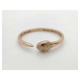 Bulgari Serpenti Viper Pink Rubellite & Diamond 18K Rose Gold Bangle Bracelet