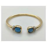 Pomellato Nudo Blue Topaz Diamond 18K Yellow Gold Open Cuff Bracelet