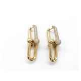 Tiffany & Co. HardWear Large Link Diamond Pave 18K Yellow Gold Earrings