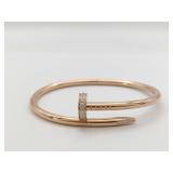 Cartier Juste Un Clou Nail Diamond Pave 18K Rose Gold Bangle Bracelet