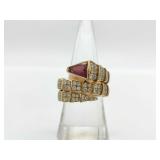 Bulgari Serpenti Pink Tourmaline & Diamond Pave Snake 18K Rose Gold Ring