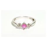 10k White Gold & Pink Sapphire Ladies Ring