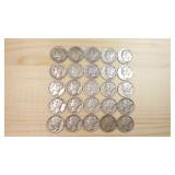 Twenty-Five Silver Mercury Dimes 1941-1945