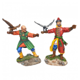 14th Century Mongol Figures Engaged In Falconry