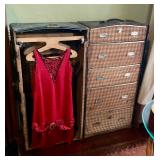 Steamer trunk, red dress