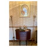 Martha Washington style sewing stand, mahogany with inlay