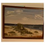 Beach scene in oil
