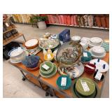 Dish sets, wine glasses, placemats