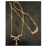 14K Lovely Diamond Fixed Pendant With Dangling Teardrop Sapphire