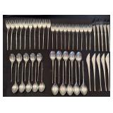Sterling Silver Vision Pattern Modern Flatware Set By International Silver- Service For 10