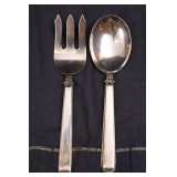 Sterling Silver Iconic MCM Style Georg Jensen Fork & Spoon Serving Set