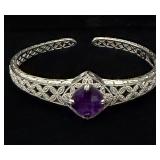 Sterling Silver With Amethyst Center Stone