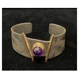 Sterling & 14K Gold With Amethyst Center Stone