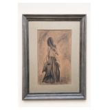 Framed Drawing of Woman in Dress
