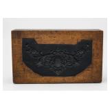 Wood Printing Block with Ornate Black Design