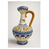 Hand-Painted Ceramic Pitcher with Floral Design