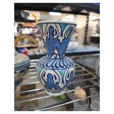 Blue and White Patterned Ceramic Vase