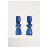Pair of Blue and Gold-Tone Earrings