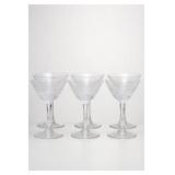 Set of Six Clear Glass Stemmed Glasses