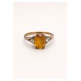 Gold-Tone Ring with Amber-Colored Stone