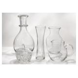 Clear Glass Pitchers and Vase Group