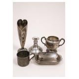 Assorted Silver-Tone Tableware and Vases