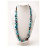 Chunky Blue and Brown Bead Necklace