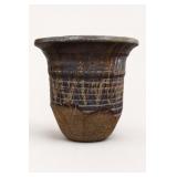 Brown and Blue Glazed Pottery Vase