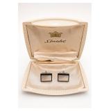 Pair of Square Metal Cufflinks in Box