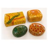 Four Painted Decorative Trinket Boxes