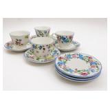Floral Decorated Teacups and Plates Set