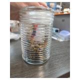 Ribbed Clear Glass Jar with Contents
