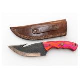 Fixed Blade Knife with Pink Handle and Sheath
