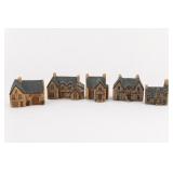 Set of Five Miniature House Figurines