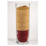 Clear Glass Cylinder Vase with Fabric Rolls