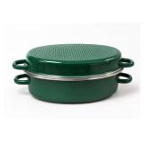 Green Enamel Covered Roasting Pan