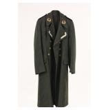 Black Double-Breasted Long Coat with Epaulets