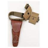 Tan Web Belt with Brown Holster and Pouches