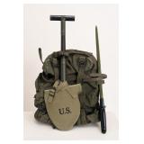 Military Backpack with Folding Shovel and Tool