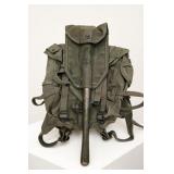 Green Military-Style Backpack with Baton