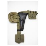 Military Style Canvas Belt with Holster and Pouches