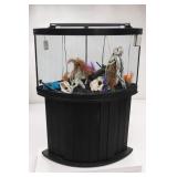 Black Aquarium Tank with Decorative Ornaments
