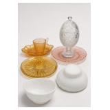 Assorted Colored and White Glass Tableware