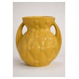 Yellow Double-Handled Ceramic Vase