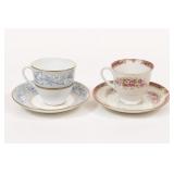 Two Patterned Teacup and Saucer Sets