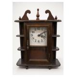 Wooden Mantel Clock with Shelves