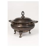 Lidded Silver-Tone Footed Serving Dish