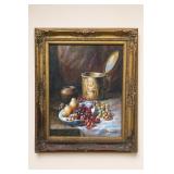 Framed Still Life Print with Fruit and Can